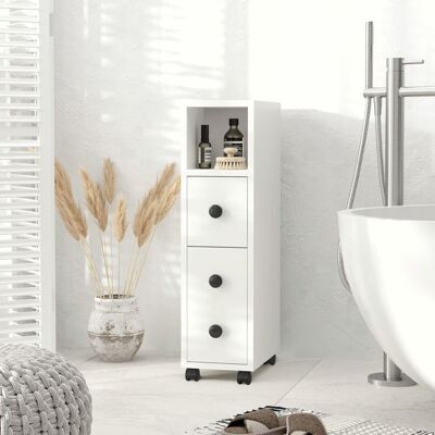 Generic Meuble bas colonne rangement salle de bain à roulettes blanc dim. 18L x 30l x 685H cm Blanc - Publicité Generic Meuble bas colonne rangement salle de bain à roulettes blanc dim. 18L x 30l x 685H cm Blanc - Publicité