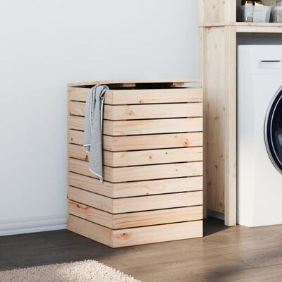 Panier à linge en bois de pin vidaXL Grande capacité - Publicité Panier à linge en bois de pin vidaXL Grande capacité - Publicité