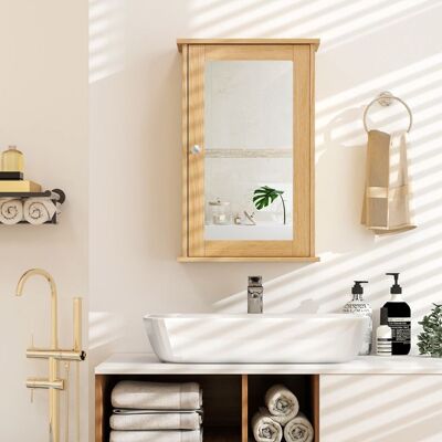 COSTWAY Armoire de Salle de Bain avec Miroir Armoire Suspendue à 2 Niveaux Etagère Réglable 34 x 15 x 51cm Naturel - Publicité COSTWAY Armoire de Salle de Bain avec Miroir Armoire Suspendue à 2 Niveaux Etagère Réglable 34 x 15 x 51cm Naturel - Publicité