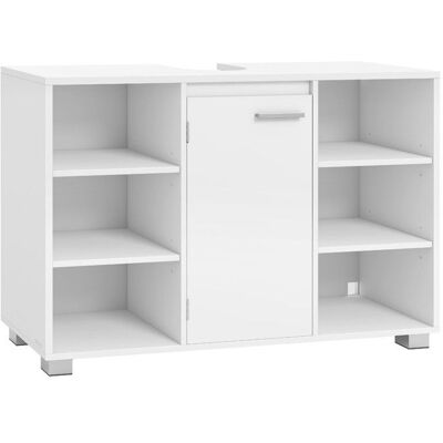 VASAGLE Meuble sous Lavabo Étagères Réglables avec 1 porte et 6 compartiments Pieds 30 x 90 x 60 cm Blanc Nuage Blanc - Publicité VASAGLE Meuble sous Lavabo Étagères Réglables avec 1 porte et 6 compartiments Pieds 30 x 90 x 60 cm Blanc Nuage Blanc - Publicité