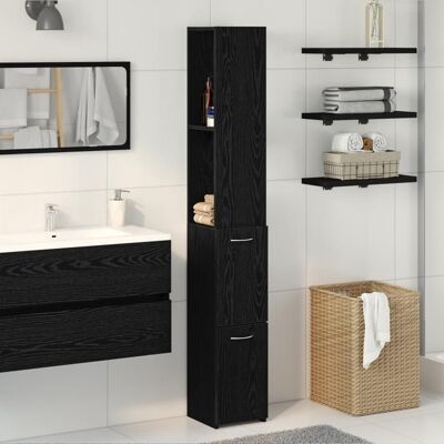 vidaXL Armoire de salle de bain noire - Design moderne, bois durable, 2 compartiments - Publicité vidaXL Armoire de salle de bain noire - Design moderne, bois durable, 2 compartiments - Publicité