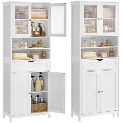 VASAGLE Colonne de salle de bain Armoire de Salle de Bain avec Étagères Réglables Tiroir Compartiments Ouverts Blanc Nuage Blanc - Publicité VASAGLE Colonne de salle de bain Armoire de Salle de Bain avec Étagères Réglables Tiroir Compartiments Ouverts Blanc Nuage Blanc - Publicité