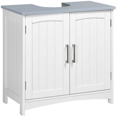 KLEANKIN Meuble salle de bain sous lavabo à double portes avec étagères réglables blanc Blanc - Publicité KLEANKIN Meuble salle de bain sous lavabo à double portes avec étagères réglables blanc Blanc - Publicité
