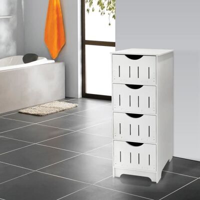 HOMEWELL Meuble de salle de bain étanche YIPEEMA avec 4 tiroirs - Blanc - 30 x 30 x 82 cm Blanc - Publicité HOMEWELL Meuble de salle de bain étanche YIPEEMA avec 4 tiroirs - Blanc - 30 x 30 x 82 cm Blanc - Publicité