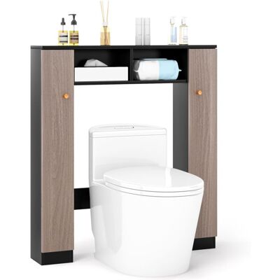 COSTWAY Meuble WC Au-dessus de Toilettes 2 Compartiments 2 Placard 4 Étagères Réglables Anti-basculement 18x875x98 cm Noir Noir - Publicité COSTWAY Meuble WC Au-dessus de Toilettes 2 Compartiments 2 Placard 4 Étagères Réglables Anti-basculement 18x875x98 cm Noir Noir - Publicité