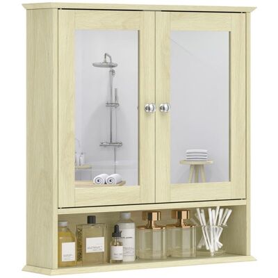 Armoire murale salle de bain avec miroir - kleankin - 2 portes avec miroir - étagère réglable - bois - mural - effet Bois Naturel Beige - Publicité Armoire murale salle de bain avec miroir - kleankin - 2 portes avec miroir - étagère réglable - bois - mural - effet Bois Naturel Beige - Publicité