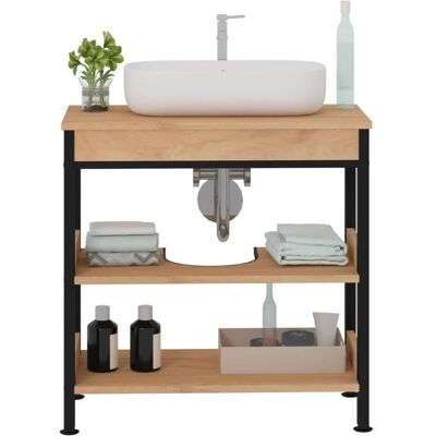 EUGAD Meuble sous Lavabo Étagère de Rangement sous Vasque Structure Métal 60x30x60cm Chêne Clair+ Noir 0170WY Marron - Publicité EUGAD Meuble sous Lavabo Étagère de Rangement sous Vasque Structure Métal 60x30x60cm Chêne Clair+ Noir 0170WY Marron - Publicité