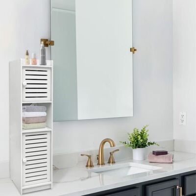 Colonne de salle de bain autonome avec porte - Blanc - 20*20*75cm - HOMEWELL Blanc - Publicité Colonne de salle de bain autonome avec porte - Blanc - 20*20*75cm - HOMEWELL Blanc - Publicité