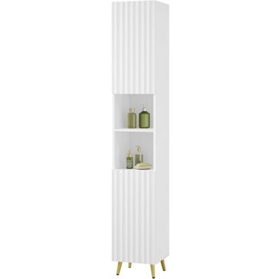 EUGAD Colonne Salle de Bain à 6 Cubes - Armoire Haute et Étroite - 2 Portes - Pieds en Métal Doré - 30x28x180cm - Blanc Blanc - Publicité EUGAD Colonne Salle de Bain à 6 Cubes - Armoire Haute et Étroite - 2 Portes - Pieds en Métal Doré - 30x28x180cm - Blanc Blanc - Publicité