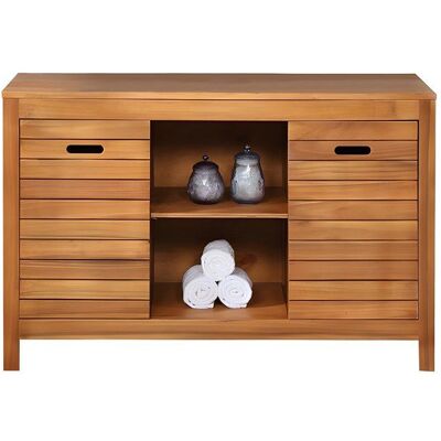 VENTE-UNIQUE Meuble sous vasque en bois dacacia - 130 cm - PULUKAN Beige - Publicité VENTE-UNIQUE Meuble sous vasque en bois dacacia - 130 cm - PULUKAN Beige - Publicité