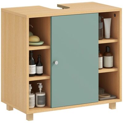 Meuble sous lavabo - HOMCOM - 6 étagères ouvertes et porte à fermeture amortie - lavabo avec/sans piédestal - 60 x 33 x 57 cm - vert Vert - Publicité Meuble sous lavabo - HOMCOM - 6 étagères ouvertes et porte à fermeture amortie - lavabo avec/sans piédestal - 60 x 33 x 57 cm - vert Vert - Publicité