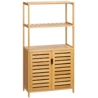 Meuble salle de bain - kleankin - 2 étagères ouvertes et double porte à lattes - en bambou - 60 x 30 x 120 cm - effet bois naturel Beige - Publicité Meuble salle de bain - kleankin - 2 étagères ouvertes et double porte à lattes - en bambou - 60 x 30 x 120 cm - effet bois naturel Beige - Publicité