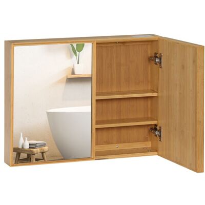 Armoire murale de salle de bain kleankin Bambou 65.2x14x50cm Bois naturel Blanc - Publicité Armoire murale de salle de bain kleankin Bambou 65.2x14x50cm Bois naturel Blanc - Publicité