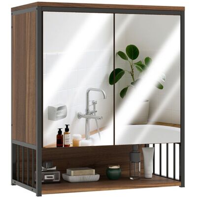 Armoire murale salle de bain avec miroir - HOMCOM - compartiment ouvert - bois dingénierie et verre - 56 x 30 x 65 cm - marron Marron - Publicité Armoire murale salle de bain avec miroir - HOMCOM - compartiment ouvert - bois dingénierie et verre - 56 x 30 x 65 cm - marron Marron - Publicité