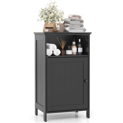 COSTWAY Meuble de Salle de Bain avec Porte Simple et Étagère Réglable de Rangement 45 x 30 x 84 CM en Bois pour Maison Salon Noir Noir - Publicité COSTWAY Meuble de Salle de Bain avec Porte Simple et Étagère Réglable de Rangement 45 x 30 x 84 CM en Bois pour Maison Salon Noir Noir - Publicité