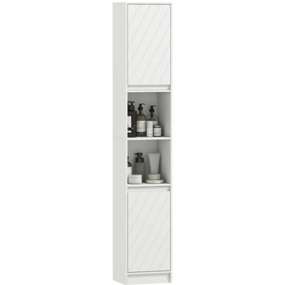 Meuble colonne salle de bain - HOMCOM - 2 portes 2 compartiments ouverts et étagère réglable - MDF - 30 x 24 x 170 cm - blanc Blanc - Publicité Meuble colonne salle de bain - HOMCOM - 2 portes 2 compartiments ouverts et étagère réglable - MDF - 30 x 24 x 170 cm - blanc Blanc - Publicité