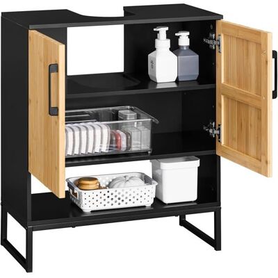 Meuble sous lavabo - SoBuy - BZR202-SCH - Bambou et métal - Compact - Noir & Naturel Noir - Publicité Meuble sous lavabo - SoBuy - BZR202-SCH - Bambou et métal - Compact - Noir & Naturel Noir - Publicité