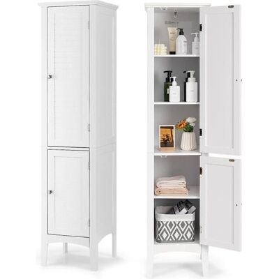 GIANTEX Meuble Colonne de Salle de Bain 160 cm avec 2 Portes+ 5 Niveaux dEtages Armoire Haute Meuble de Rangement Scandinave Blanc Blanc - Publicité GIANTEX Meuble Colonne de Salle de Bain 160 cm avec 2 Portes+ 5 Niveaux dEtages Armoire Haute Meuble de Rangement Scandinave Blanc Blanc - Publicité