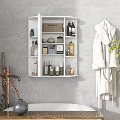 GIANTEX-Armoire Murale de Salle de Bain avec Miroir-Étagère Réglable-6 Étagère Ouvertes-Porte-59x17x70 cm-Salon Cuisine-Blanc Blanc - Publicité GIANTEX-Armoire Murale de Salle de Bain avec Miroir-Étagère Réglable-6 Étagère Ouvertes-Porte-59x17x70 cm-Salon Cuisine-Blanc Blanc - Publicité