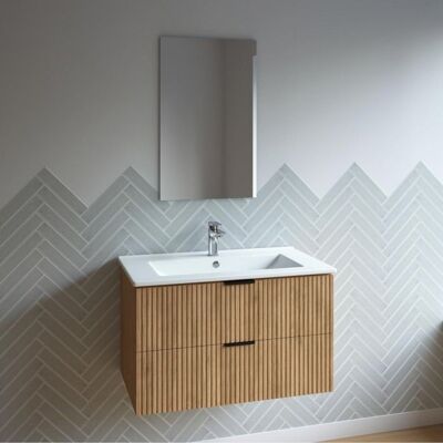 AURLANE Meuble salle de bain simple vasque 80cm bois MDF ondulé Marron - Publicité AURLANE Meuble salle de bain simple vasque 80cm bois MDF ondulé Marron - Publicité