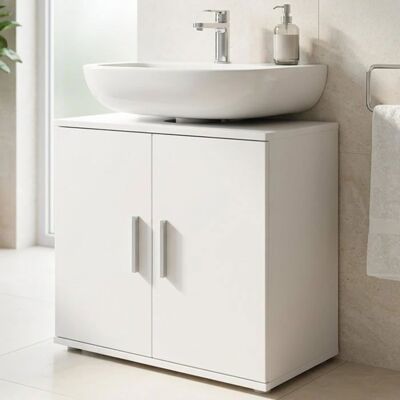 HOME COLLECTIVE Meuble sous-vasque 70 cm - Meuble de salle de bains avec 2 portes - 70 x 60 x 34 cm - Meuble lavabo - Blanc Blanc - Publicité HOME COLLECTIVE Meuble sous-vasque 70 cm - Meuble de salle de bains avec 2 portes - 70 x 60 x 34 cm - Meuble lavabo - Blanc Blanc - Publicité