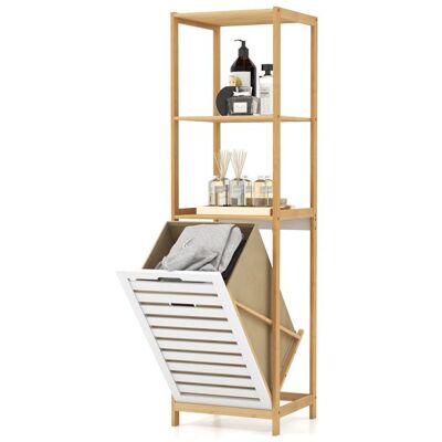 Meuble Colonne de Salle de Bain-COSTWAY-Armoire Haute avec 1 Panier à Linge 40L 3 Étagères-Bois-36 x 33 x 130 cm-Couleur Naturelle - Publicité Meuble Colonne de Salle de Bain-COSTWAY-Armoire Haute avec 1 Panier à Linge 40L 3 Étagères-Bois-36 x 33 x 130 cm-Couleur Naturelle - Publicité