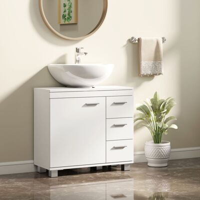 Generic Meuble sous lavabo meuble de salle de bain avec 3 tiroirs et porte à fermeture amortie 70 x 30 x 64 cm blanc Blanc - Publicité Generic Meuble sous lavabo meuble de salle de bain avec 3 tiroirs et porte à fermeture amortie 70 x 30 x 64 cm blanc Blanc - Publicité