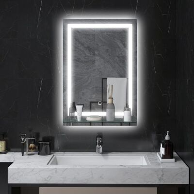 Generic Miroir lumineux LED mural de salle de bain avec étagère intégrée 3 couleurs luminosité réglable interrupteur tactile Gris - Publicité Generic Miroir lumineux LED mural de salle de bain avec étagère intégrée 3 couleurs luminosité réglable interrupteur tactile Gris - Publicité