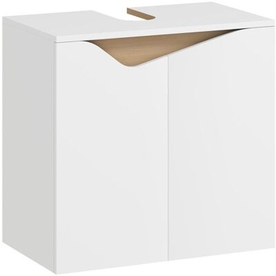 Meuble sous lavabo - HOMCOM - 2 portes à fermeture douce - panneau de particules et MDF - 60 x 35 x 579 cm - blanc et bois naturel Blanc - Publicité Meuble sous lavabo - HOMCOM - 2 portes à fermeture douce - panneau de particules et MDF - 60 x 35 x 579 cm - blanc et bois naturel Blanc - Publicité