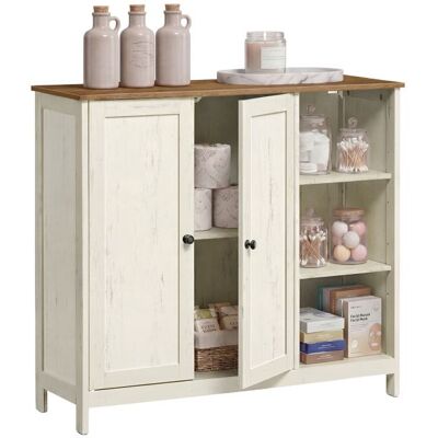 VASAGLE Armoire de Salle de Bain avec 2 Portes et Compartiments Ouverts 90 x 30 x 80 cm Blanc et Taupe Blanc - Publicité VASAGLE Armoire de Salle de Bain avec 2 Portes et Compartiments Ouverts 90 x 30 x 80 cm Blanc et Taupe Blanc - Publicité
