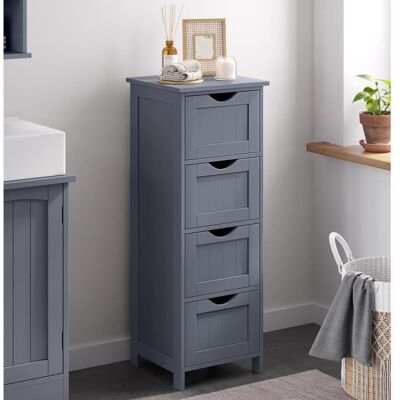 VASAGLE Meuble de Salle de Bain sur Pieds Placard de Rangement avec 4 tiroirs Commode Gris Gris - Publicité VASAGLE Meuble de Salle de Bain sur Pieds Placard de Rangement avec 4 tiroirs Commode Gris Gris - Publicité