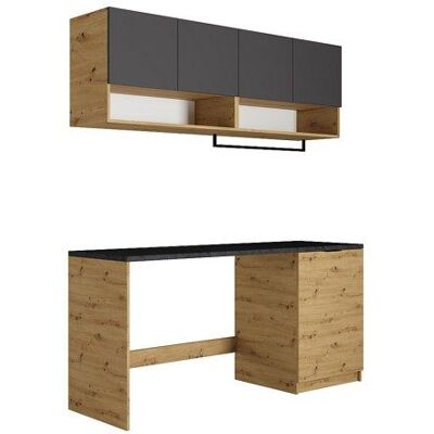VENTE-UNIQUE Meubles de buanderie pour machine à laver avec plan de travail - L182 cm - Anthracite et naturel clair - NATAJI Gris - Publicité VENTE-UNIQUE Meubles de buanderie pour machine à laver avec plan de travail - L182 cm - Anthracite et naturel clair - NATAJI Gris - Publicité