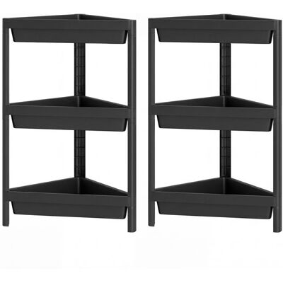 Lot de 2 Étagères à 3 Niveaux COSTWAY Design Amovible Trous de Drainage Étagère sur Pieds pour Cuisine Salle de Bain Salon Noir Noir - Publicité Lot de 2 Étagères à 3 Niveaux COSTWAY Design Amovible Trous de Drainage Étagère sur Pieds pour Cuisine Salle de Bain Salon Noir Noir - Publicité