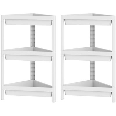 Lot de 2 Étagères à 3 Niveaux COSTWAY Design Amovible Trous de Drainage Étagère sur Pieds pour Cuisine Salle de Bain Salon Blanc Blanc - Publicité Lot de 2 Étagères à 3 Niveaux COSTWAY Design Amovible Trous de Drainage Étagère sur Pieds pour Cuisine Salle de Bain Salon Blanc Blanc - Publicité