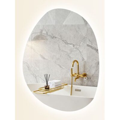 Miroir de Salle de Bain Asymétrique LED - HOMCOM - 70 x 50 cm - anti-buée interrupteur tactile mémoire - argent Blanc - Publicité Miroir de Salle de Bain Asymétrique LED - HOMCOM - 70 x 50 cm - anti-buée interrupteur tactile mémoire - argent Blanc - Publicité