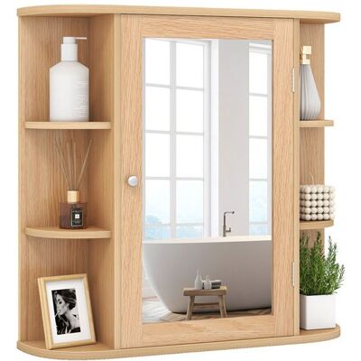 GIANTEX-Armoire Murale de Salle de Bain avec Miroir-Étagère Réglable à 3 Niveaux-6 Compartiments Marron - Publicité GIANTEX-Armoire Murale de Salle de Bain avec Miroir-Étagère Réglable à 3 Niveaux-6 Compartiments Marron - Publicité