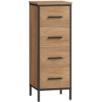 Meuble de salle de bain - HOMCOM - étroit - 4 tiroirs et structure en acier - 30 x 30 x 82 cm - chêne Beige - Publicité Meuble de salle de bain - HOMCOM - étroit - 4 tiroirs et structure en acier - 30 x 30 x 82 cm - chêne Beige - Publicité