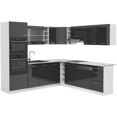 Cuisine en angle R-Line 247x46cm sans PT Anthracite Haute brillance/Blanc Vicco 37691 Noir - Publicité Cuisine en angle R-Line 247x46cm sans PT Anthracite Haute brillance/Blanc Vicco 37691 Noir - Publicité