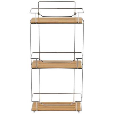 Etagere Rectangulaire A Poser Ou A Fixer/3 Niveaux Bambou - Chrome/bambou - TENDANCE Gris - Publicité Etagere Rectangulaire A Poser Ou A Fixer/3 Niveaux Bambou - Chrome/bambou - TENDANCE Gris - Publicité
