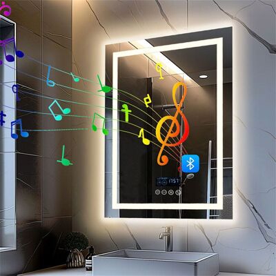 Miroir Salle de Bain - UNHO - 80x60cm - Anti-buée - Bluetooth - Éclairage LED Réglable Blanc - Publicité Miroir Salle de Bain - UNHO - 80x60cm - Anti-buée - Bluetooth - Éclairage LED Réglable Blanc - Publicité