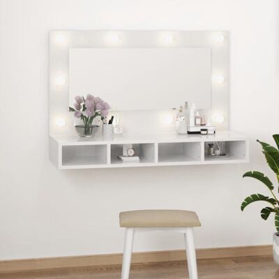 Armoire miroir avec LED - Blanc, 90x31.5x62 cm - Publicité Armoire miroir avec LED - Blanc, 90x31.5x62 cm - Publicité