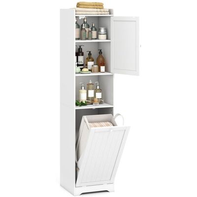 COSTWAY Meuble Colonne de Salle de Bain avec Porte Sac à Linge et Compartiment Ouvert Étagères Réglables 40 x 40 x 170 cm Blanc Blanc - Publicité COSTWAY Meuble Colonne de Salle de Bain avec Porte Sac à Linge et Compartiment Ouvert Étagères Réglables 40 x 40 x 170 cm Blanc Blanc - Publicité
