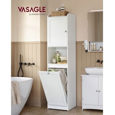 VASAGLE Colonne de Salle de Bain Sac Intérieur Amovible avec Poignées Compartiment avec Porte 40 x 40 x 170 cm Blanc Nuage Blanc - Publicité VASAGLE Colonne de Salle de Bain Sac Intérieur Amovible avec Poignées Compartiment avec Porte 40 x 40 x 170 cm Blanc Nuage Blanc - Publicité
