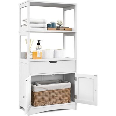 GIANTEX Meuble Salle de Bain avec Tiroir et 3 Etagères Placard à Portes pour Cuisine Chambre Salon 60x 32 5x 122 cm Blanc Blanc - Publicité GIANTEX Meuble Salle de Bain avec Tiroir et 3 Etagères Placard à Portes pour Cuisine Chambre Salon 60x 32 5x 122 cm Blanc Blanc - Publicité