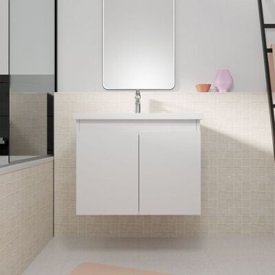 AURLANE Meuble de salle de bains 60cm a Suspendre Blanc - 2 Portes - Vasque Blanche - ELEMENTARY Blanc - Publicité AURLANE Meuble de salle de bains 60cm a Suspendre Blanc - 2 Portes - Vasque Blanche - ELEMENTARY Blanc - Publicité