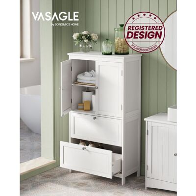 VASAGLE Armoire de Salle de Bain Blanche avec 2 Tiroirs et Portes - Rangement Salle de Bain - Publicité VASAGLE Armoire de Salle de Bain Blanche avec 2 Tiroirs et Portes - Rangement Salle de Bain - Publicité