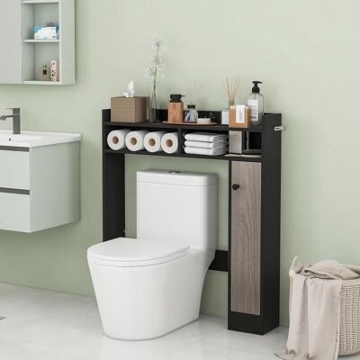 GIANTEX Meuble Dessus Toilettes WC avec 2 Compartiments et Placard à 3 Étages 2 Étagères RéglablesColonne Salle de BainNoir Noir - Publicité GIANTEX Meuble Dessus Toilettes WC avec 2 Compartiments et Placard à 3 Étages 2 Étagères RéglablesColonne Salle de BainNoir Noir - Publicité