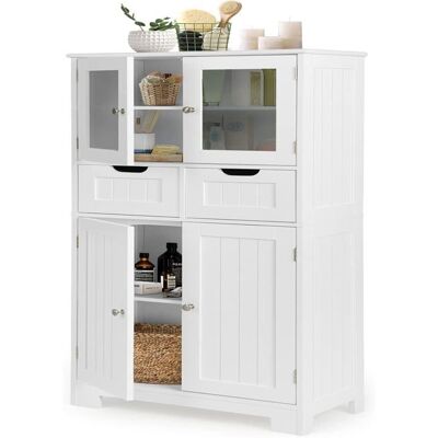 Armoire de Salle de Bain GIANTEX-Colonne de Rangement avec 2 Tiroirs et Étagères Réglables-Commode en Bois-60 x 30 x 128 cm-Blanc Blanc - Publicité Armoire de Salle de Bain GIANTEX-Colonne de Rangement avec 2 Tiroirs et Étagères Réglables-Commode en Bois-60 x 30 x 128 cm-Blanc Blanc - Publicité