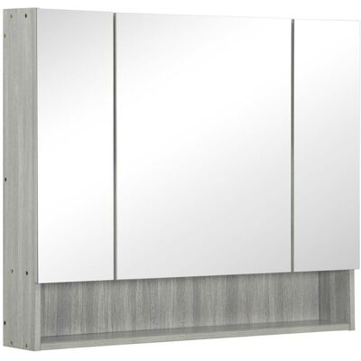 Armoire murale salle de bain avec miroir - kleankin - 3 portes miroir étagères réglables - MDF et verre - 90x15x75cm - gris Gris - Publicité Armoire murale salle de bain avec miroir - kleankin - 3 portes miroir étagères réglables - MDF et verre - 90x15x75cm - gris Gris - Publicité
