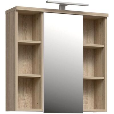 FORTE Miroir de salle de bain - Porte - niches et éclairage - L686 x P20 x H68cm Beige - Publicité FORTE Miroir de salle de bain - Porte - niches et éclairage - L686 x P20 x H68cm Beige - Publicité